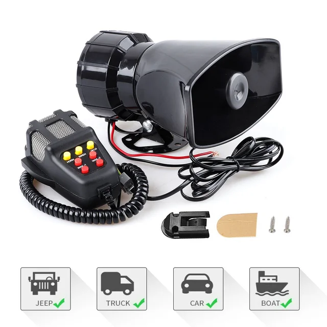 12V 100W 7 Tone Sound Auto Sirene, LncBoc 125db Auto Sirene Fahrzeug Horn  Mit Lautsprechersystem, Auto Siren Lautsprecher