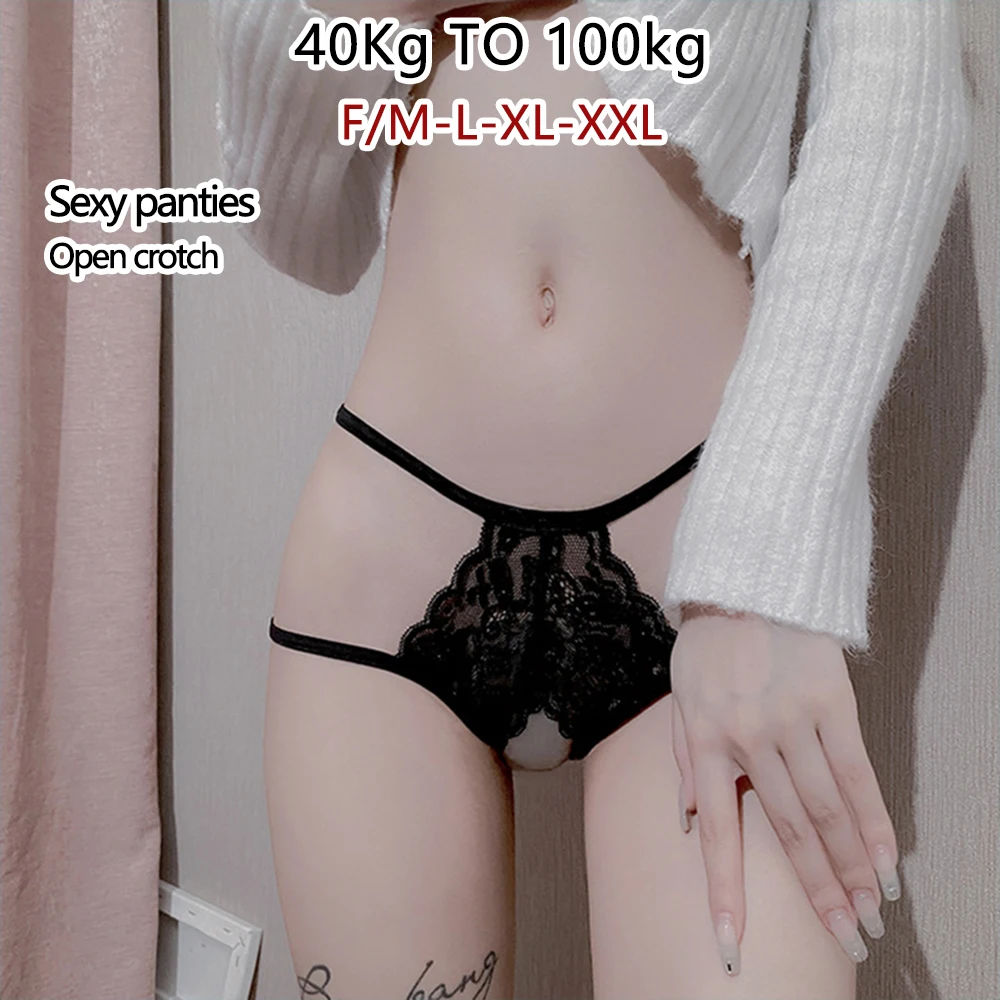 1Pcs Women Plus Size Sexy Panties Elastic Lace G-String Transparent Crotchless Lingerie Erotic Open Crotch Thongs women lingerie