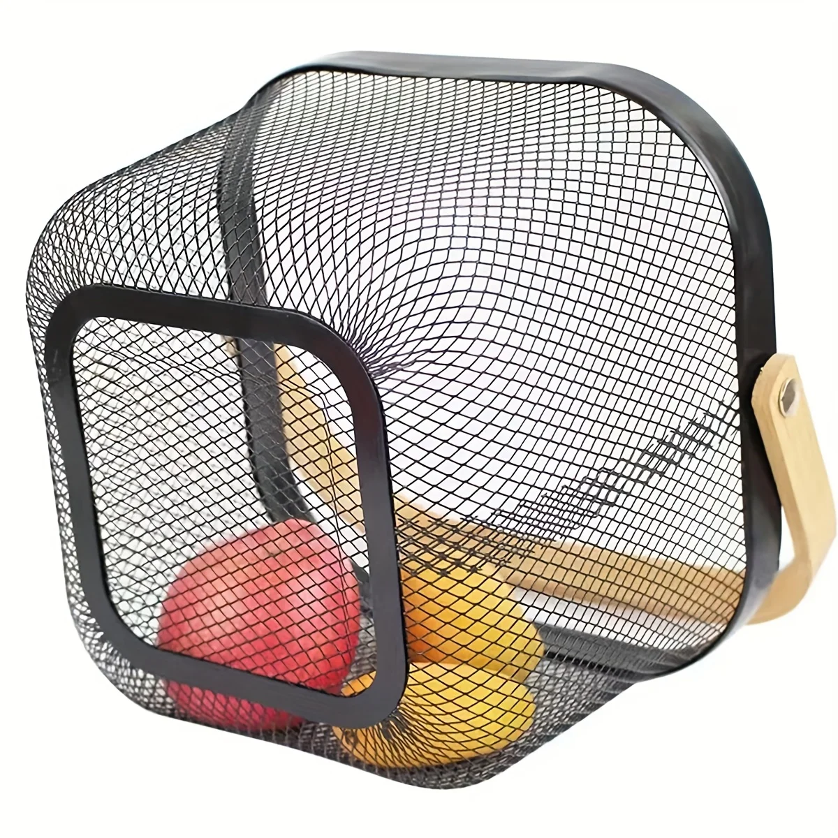 2 Pack Square Metal Mesh Fruit Basket, Portable Metal Picnic Baskets with Wood Handle, Mesh Storage Organizer Basket 5