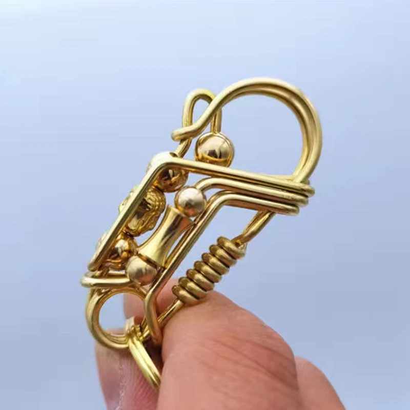 

Brass Handicraft Key Buckle Hanging Pendant Retro Gold Bead Engraved Buddha Statue Trinket Car Keyring Gift Small Decoration