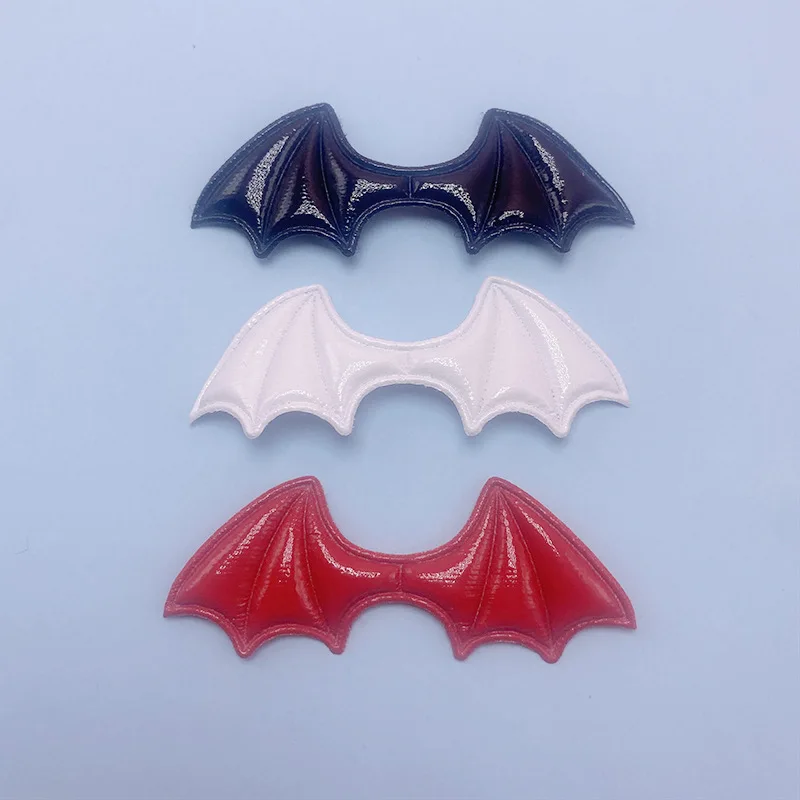 30pcs 6,5x2,5 cm pu Stoff Fledermaus gepolsterte Applikation für Halloween Kinder Haars pange Zubehör Schuhe Hüte Dekoration Patches