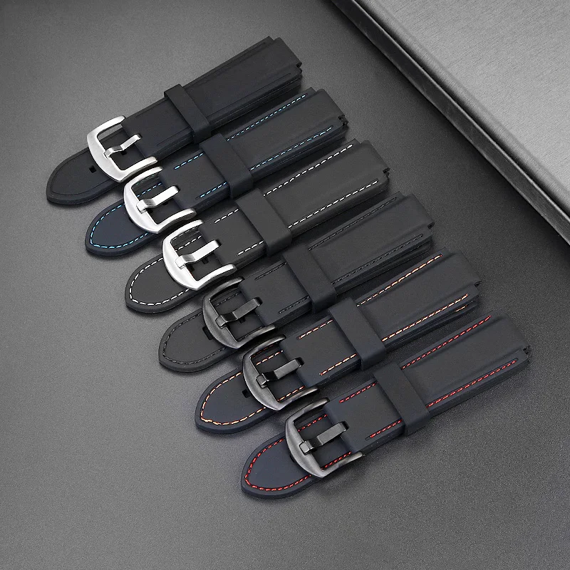 Enhanced Sports Silicone Waterproof Watch Band, 24x16mm - Durable Rubber Bracelet Strap