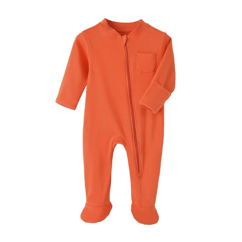 Baby Clothes Fashion Solid Color Newborn Clothes Girls Bodysuits Spring & Autumn Baby Boy Clothes Cotton Long Sleeve Baby Footies 3-12 Months