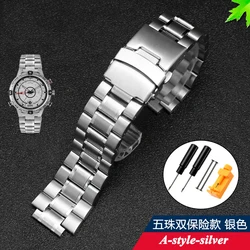 Timex Tidal Men's Solid Stainless Steel Watch Band 24mm Silver Black Bracelet - 24x16mm (A - silver)