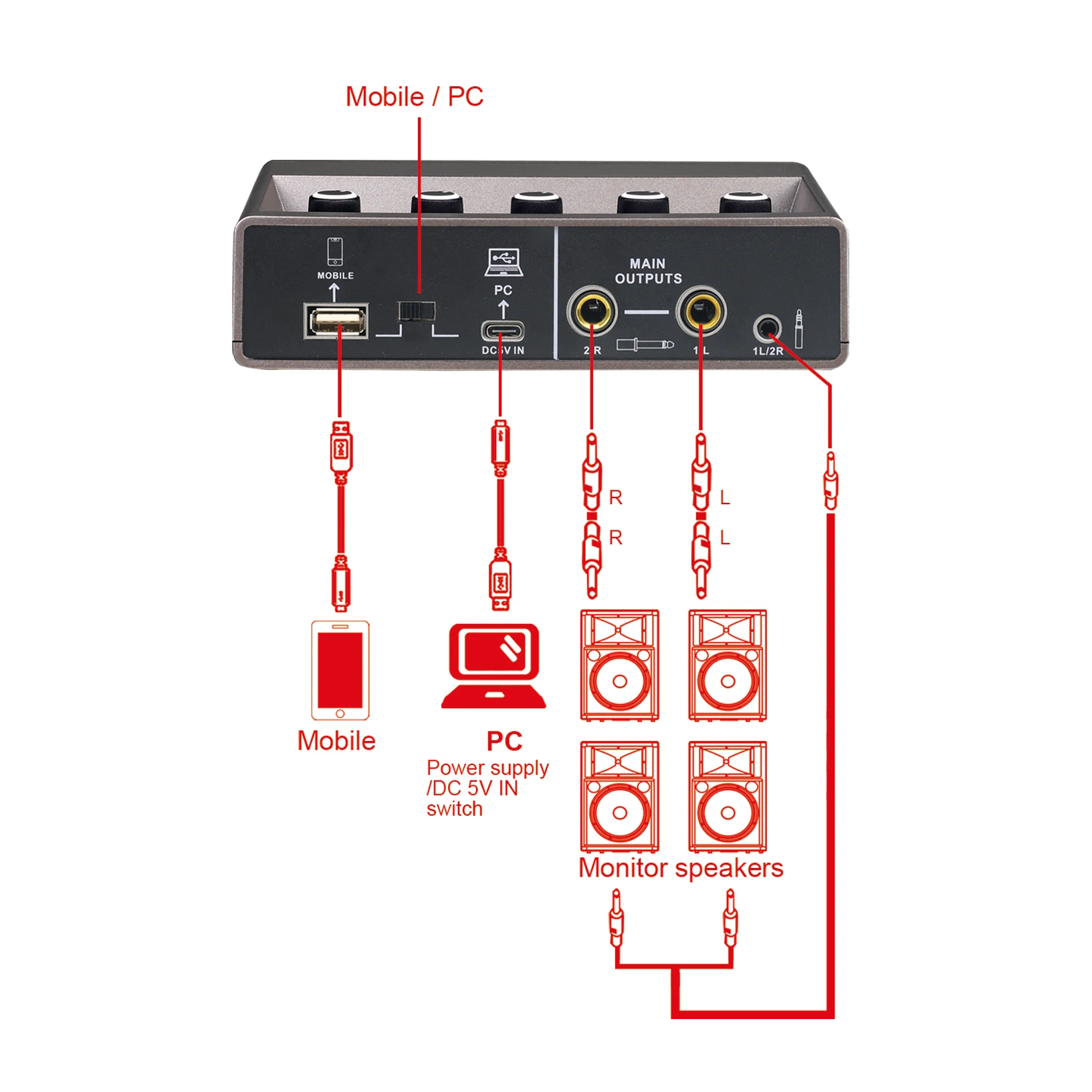 TEYUN Q-16 전문가용 오디오 사운드 카드 모니터 기능 포함 전기 기타 녹음용 라이브 방송 스튜디오 노래 컴퓨터 PC