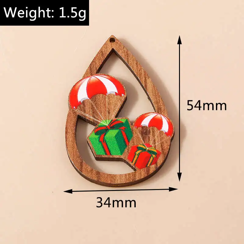 Leslie 10 Stück Modische Holz-Weihnachtsanhänger Niedliche Weihnachtsbaum-, Hirsch- und Schneemann-Anhänger für Ohrringe und Halsketten-Herstellung Zubehör – Detail 7