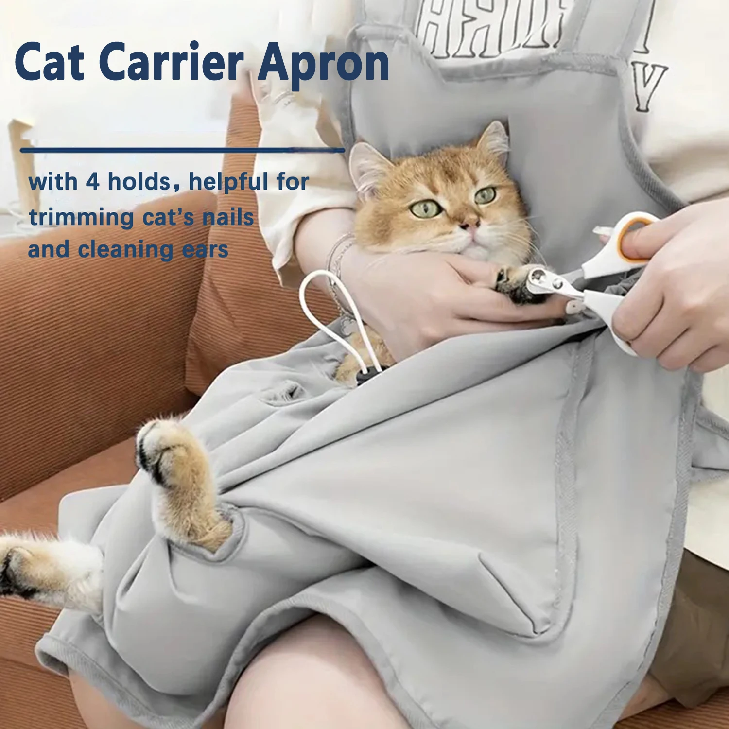 Cozy Cat Carrier Apron Winter Plush Cat Grooming Apron With Holes For Indoor Outdoor-Hanging Chest Bag And Sleeping pet apron