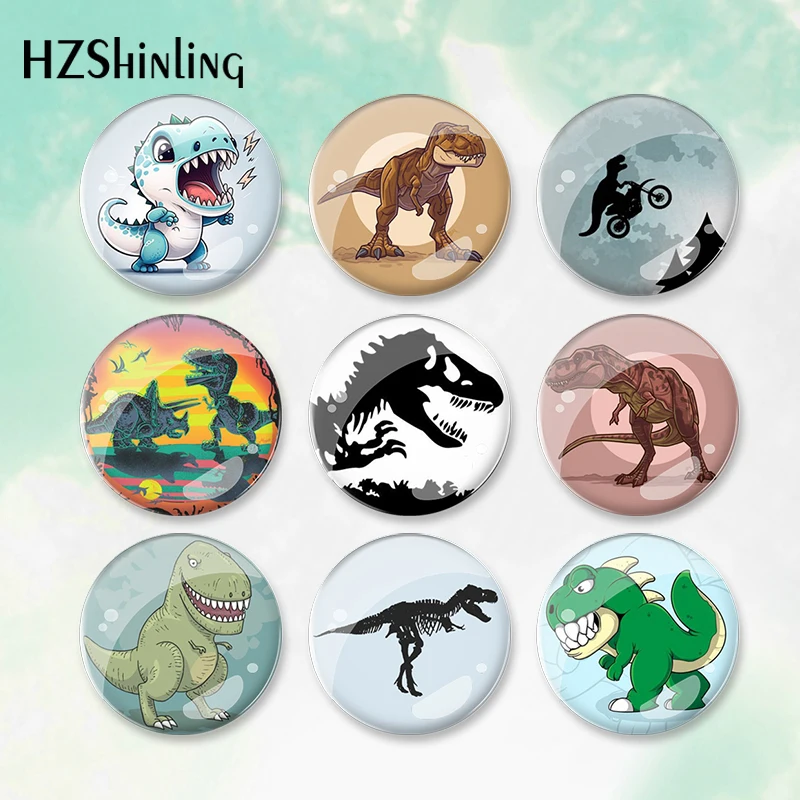 2023 Cartoon Baby T-Rex Dinosaur Pattern Bottone Rotondo Distintivo Spilla Per Vestiti Zaino Decorazione Pin Jewelry