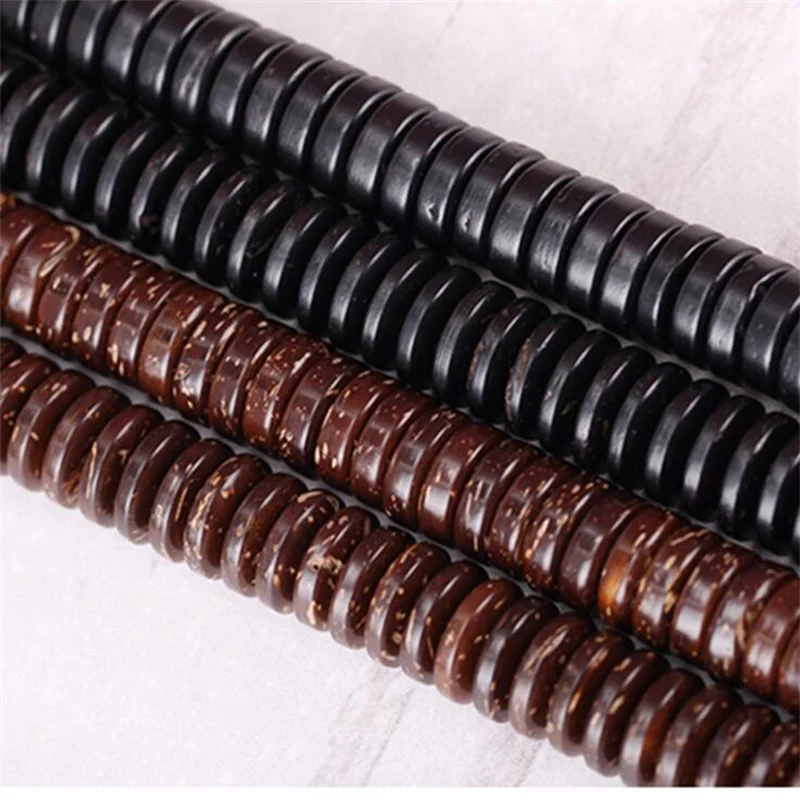 50pcs 6 8 10 12MM Flat Round Coconut Beads Loose Beads Spacer Beads for DIY Earring Bracelet Necklace Jewelry Making Accessories