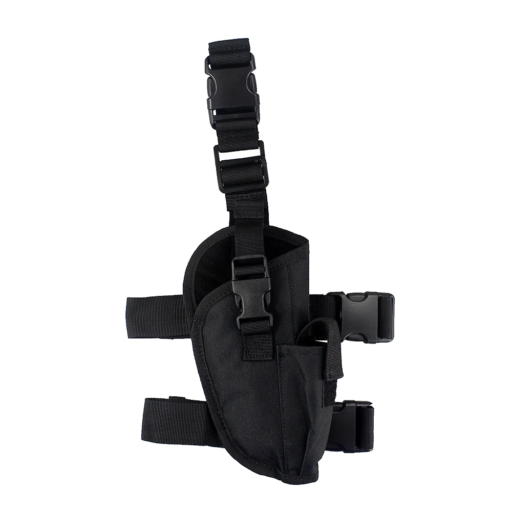 Tactical Adjustable Drop Leg Pistol Holster Right Hand Thigh Gun Pouch with Mag Holder for 1911 5＂Full Size Ruger Glock Series