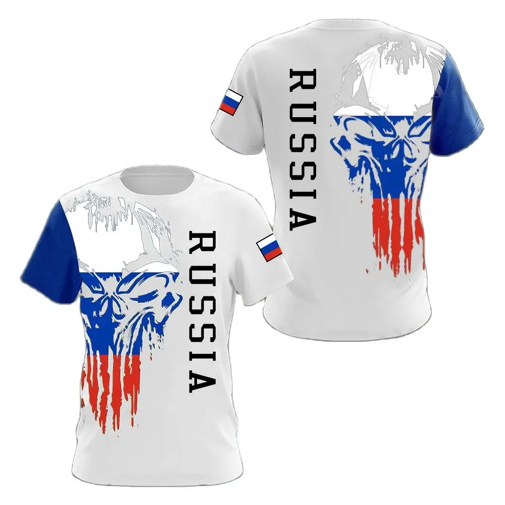 

Russia Flag Print Men's T Shirts Fashion Harajuku Short Sleeve Tops Summer Street Leisure O-neck Oversized Tee T-shirt
