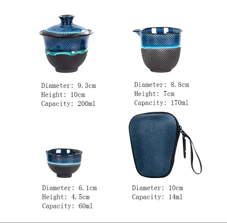Description Picture 3 of itemChinese Kung Fu Travel Tea Set Ceramic Glaze Teapot Teacup Gaiwan Porcelain Teaset Kettles Teaware Sets Drinkware Ceremony
