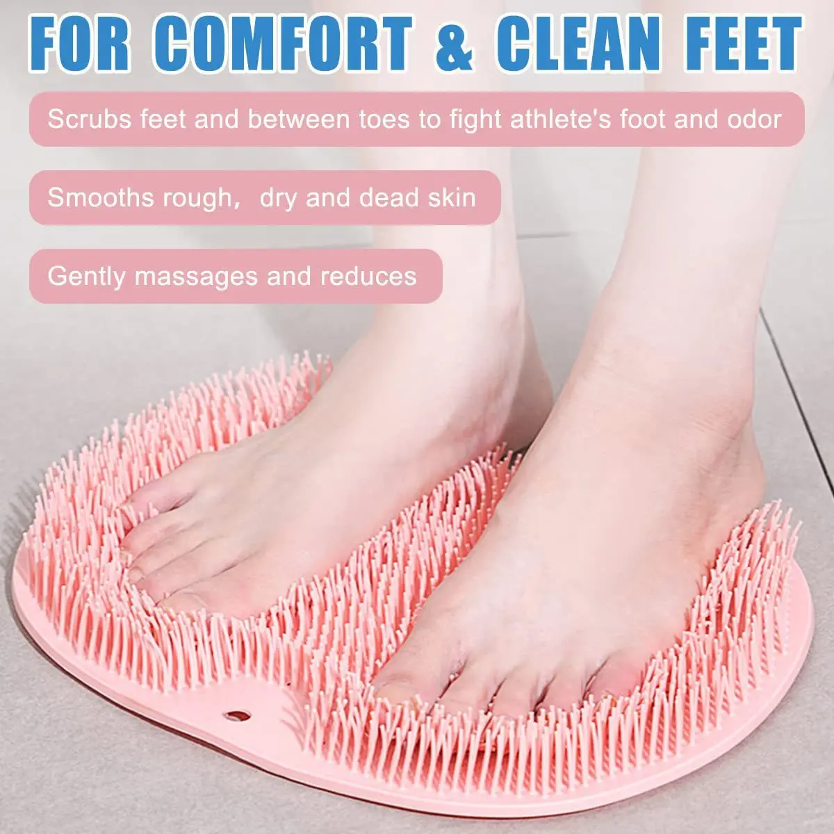 Description Picture 2 of itemFoot Wash Brush Rub Back with Sucker Brush Bathroom Tool Foot Massage Pad Shower Massage Mat Exfoliating Bath Pad Bath Sponge