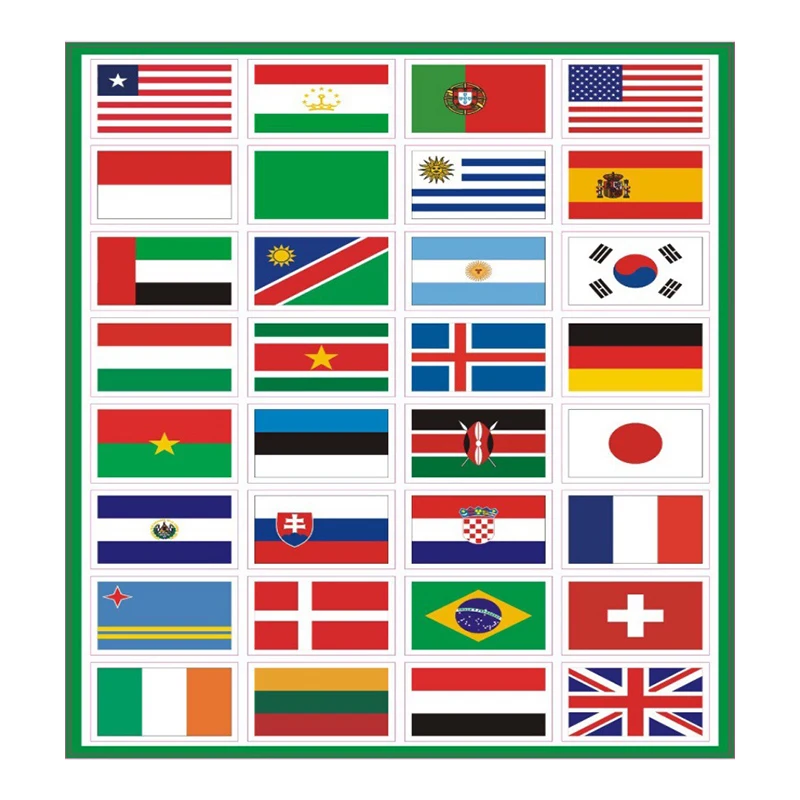7 Sheets World Flag Stickers PVC Stickers Self-Adhesive Flag World Football Match Face Decoration