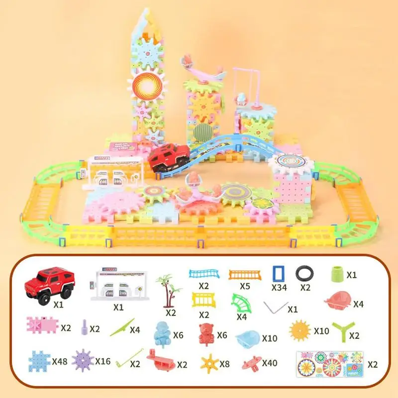 Building Blocks Gear Cogs Toy Electric Brick Building Gears Toy Set Interlocking Learning Blocks Birthday Gift For Kids Children