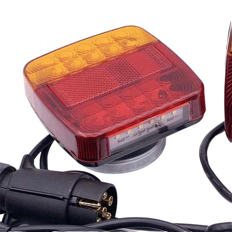 트레일러 트럭 브레이크 회전 신호 미등 와이어 세트에 대 한 유니버설 20 LED 12V 7 핀 플러그 자석 측면 조명