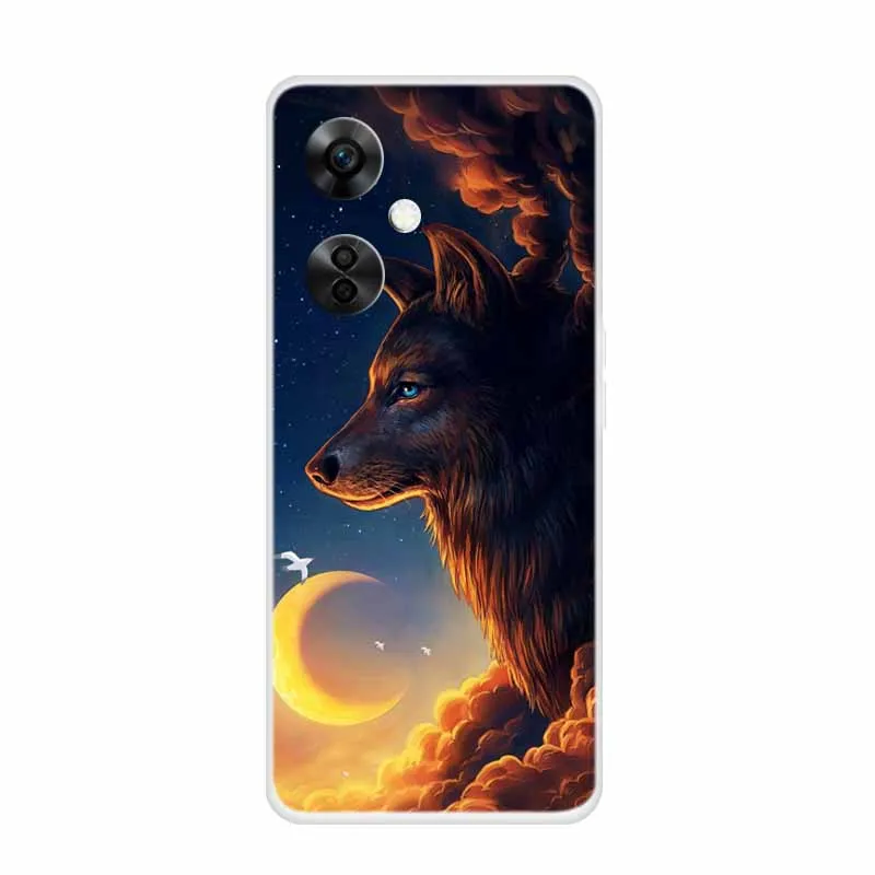 Clear Wolf Design Soft TPU Silicone Phone Cover - Transparent Etui for OnePlus Nord CE 3 Lite