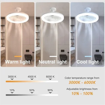 Ceiling Fans with Remote Control and Light Lamp Fan E27 Converter Base Smart Silent Ceiling Fans for Bedroom Living Room 5