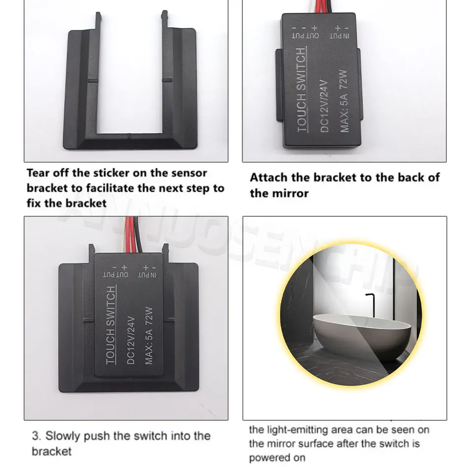 DC 12V 24V 5A Bathroom LED Dimmer Switch Capacity Dimmable Touch Switch Single/Dual Color Mirror Light Backlight Decoration led dimmer switch,led dimmer controller,smart dimmer switch,lamp dimmer,power cords dimmer switch