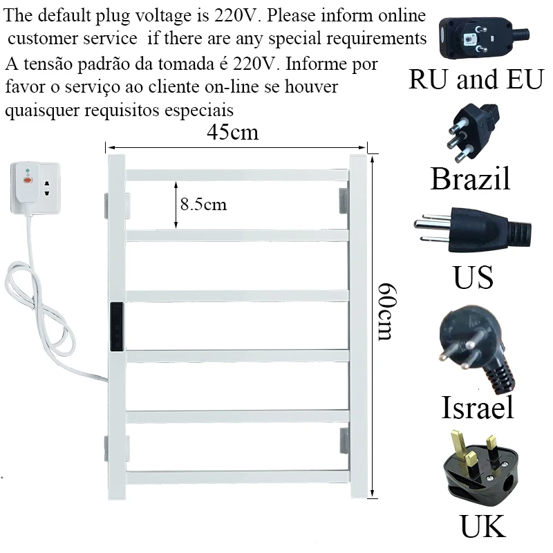 Electric Towel Rack Thermostatic Electric Towel Rack LCD Cloth Dryer Towel Bar IPX4 Waterproof Bathrobe Rack Space Aluminum Bathroom Hardware Set