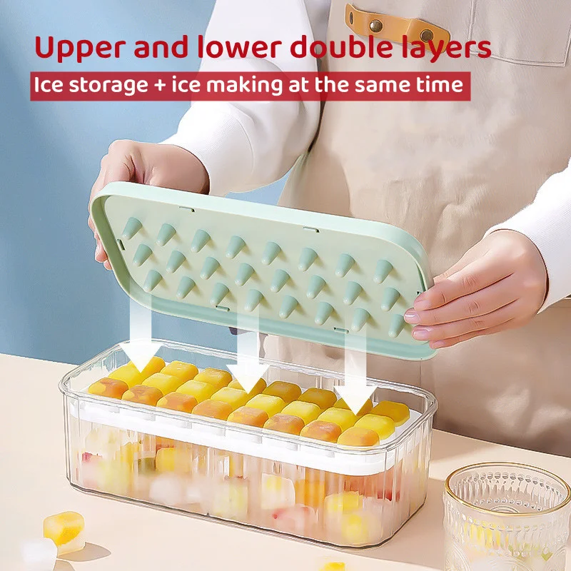 Silicone Ice Mold And Storage box 2 In 1 Ice Tray Making Mould Box Set Maker Bar Kitchen Utensils MoldsTool Cube DIY Makers