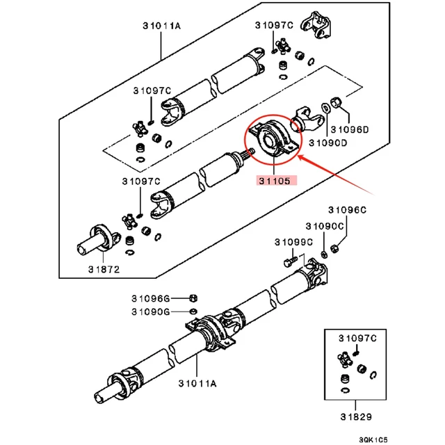 三菱車用プロペラシャフトセンターベアリング、レポーロン、k32t、k34t  