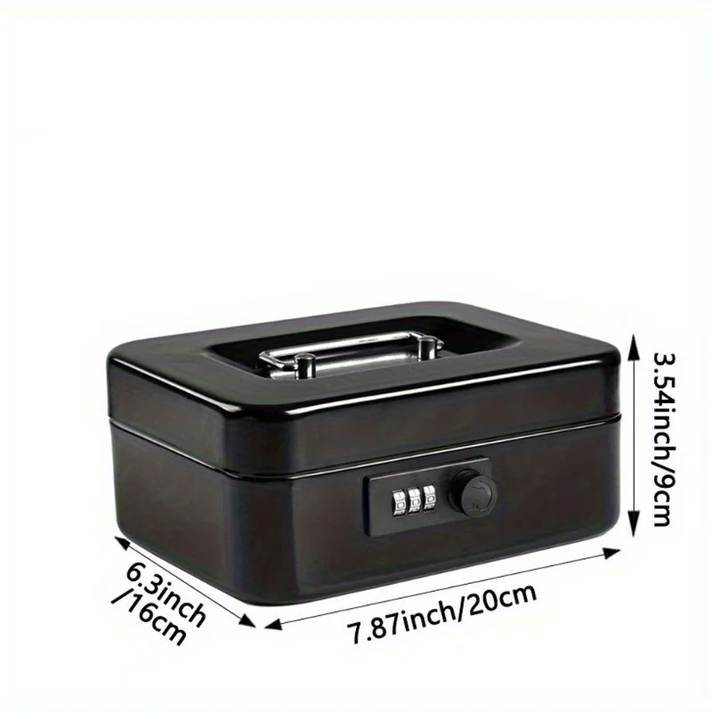 Cash Box Secure Steel Money Box with Combination Lock - Durable Portable Money Box with Removable Coin Tray Money Bank 6