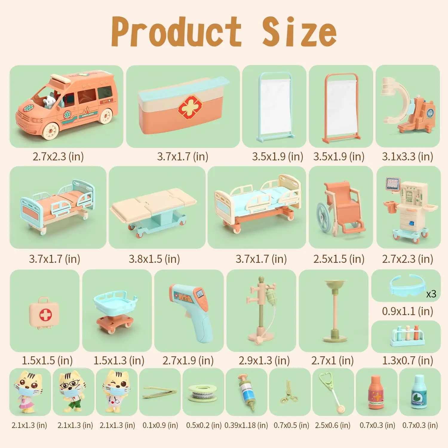 Cat Dolls Doctor Pet Pretend Play Toys Figures Playset Toy Hospital and Ambulance Toy with Lights and Sound Educational Toys doctor play set doctor toys kit doctor nurse toys