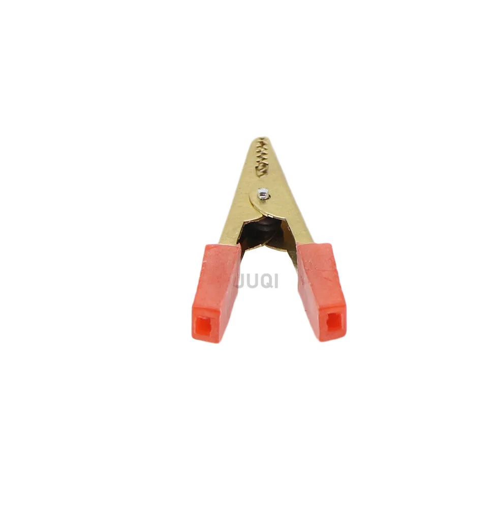 Insulated Crocodile clip Plastic Handle Cable Lead Test Charging Clamp Metal Crocodile Clamp Length 52mm Golden