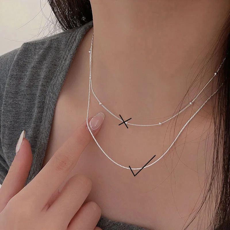 SURALIN Collana Donna Con Ciondolo Doppio Anello Geometrico – Catena Clavicola In Oro Rosa Con Zirconi, 40+5 Cm - 4