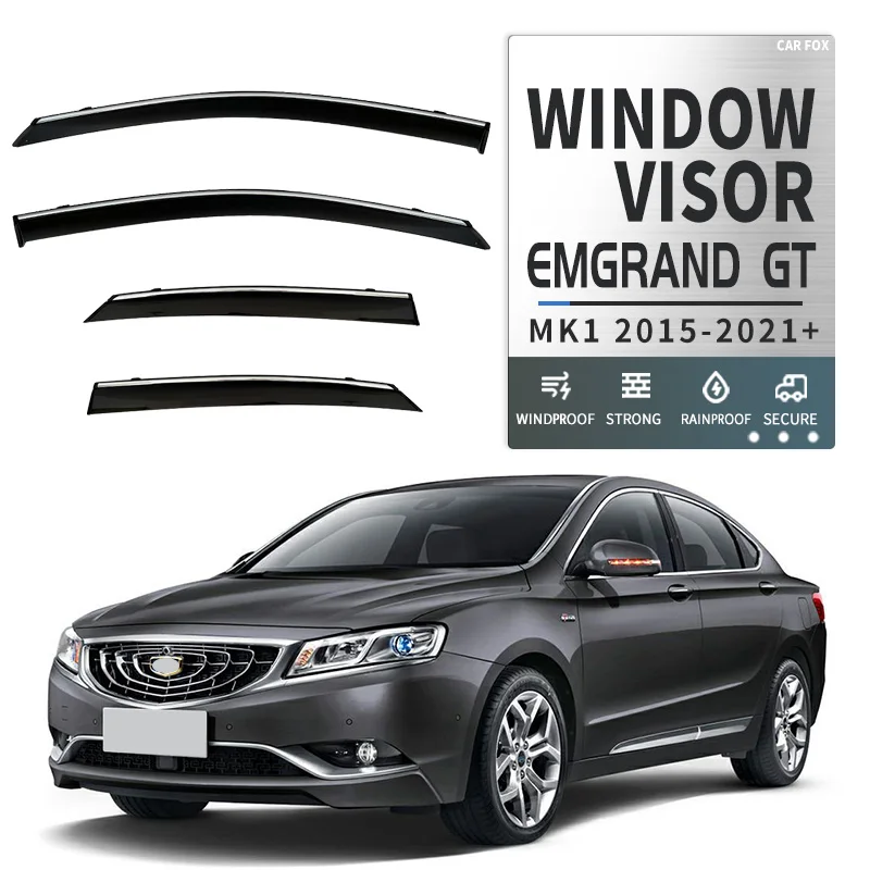 

For Emgrand GT MK1 2015-2021+ Plastic Window Visor Vent Shades Sun Rain Deflector Guard For Emgrand GT MK1 2015-2021+