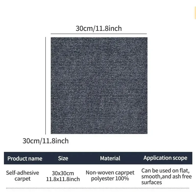 Self Adhesive Carpet Floor Tiles Sticker Square Rugs Peel and Stick Mat DIY Flooring for Kitchen Dining Room Bedroom Home Decor