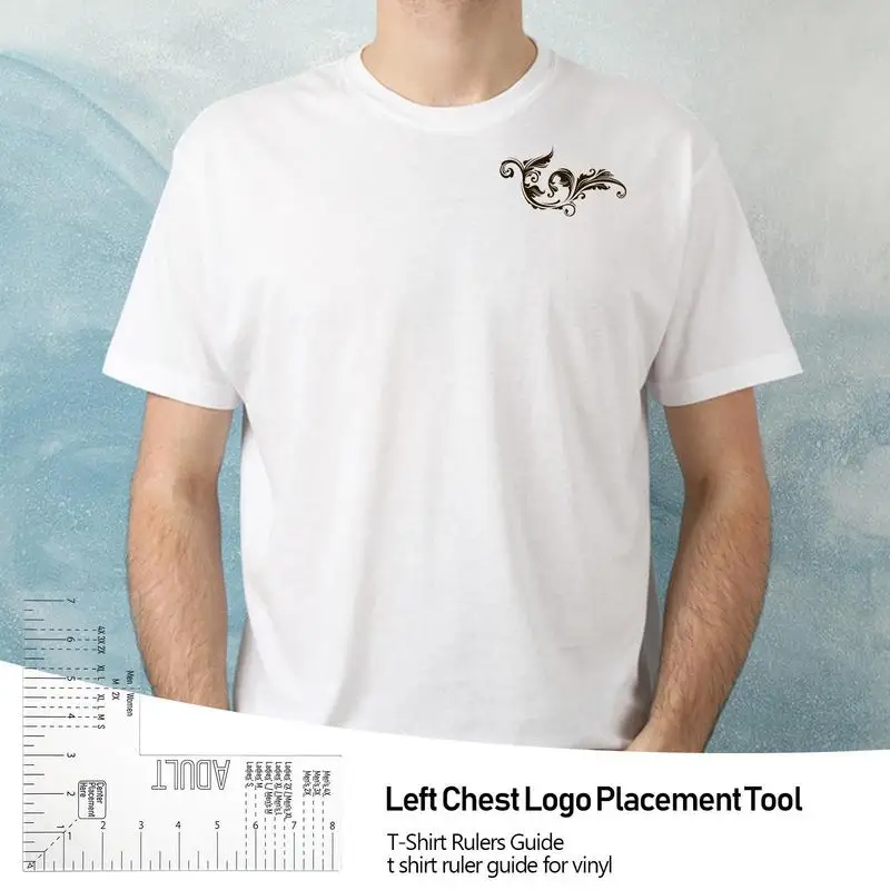 T-shirt Ruler Acrylic Left Chest Logo Placement Tool Heat Press T-shirt  Ruler Adult Size