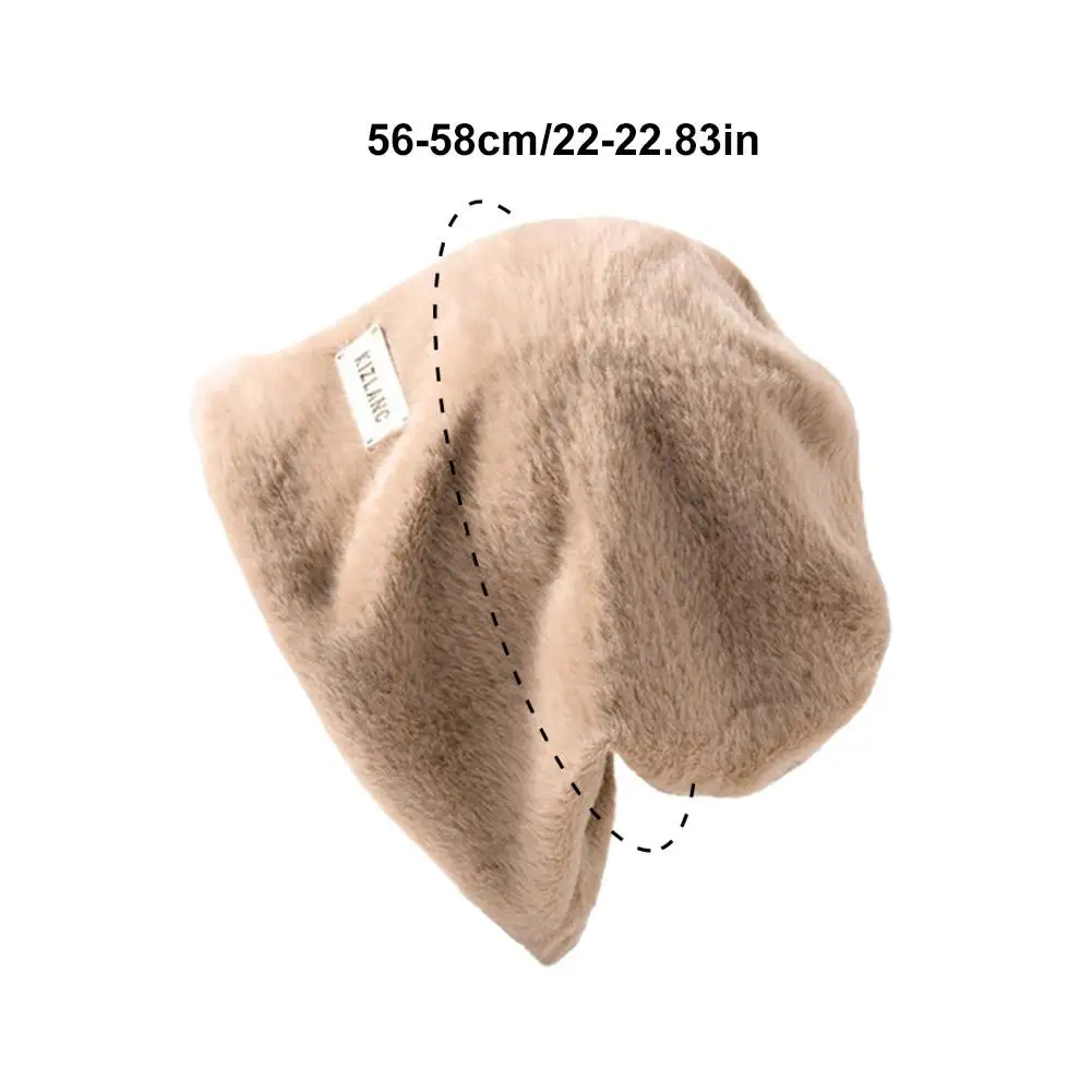 Plüsch Beanies Hüte Für Frauen Winter Warme Solide Baggy Fleece Wolle Skullies Hut Im Freien Coldproof Verdicken Kappen Weibliche Gorros – Detail 15