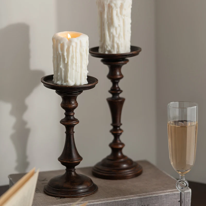 

Antique Nordic Style Candles Holders High Black Ribbed Unique Candlestick Geometric Church Chandelier Bougeoir Home Decorations