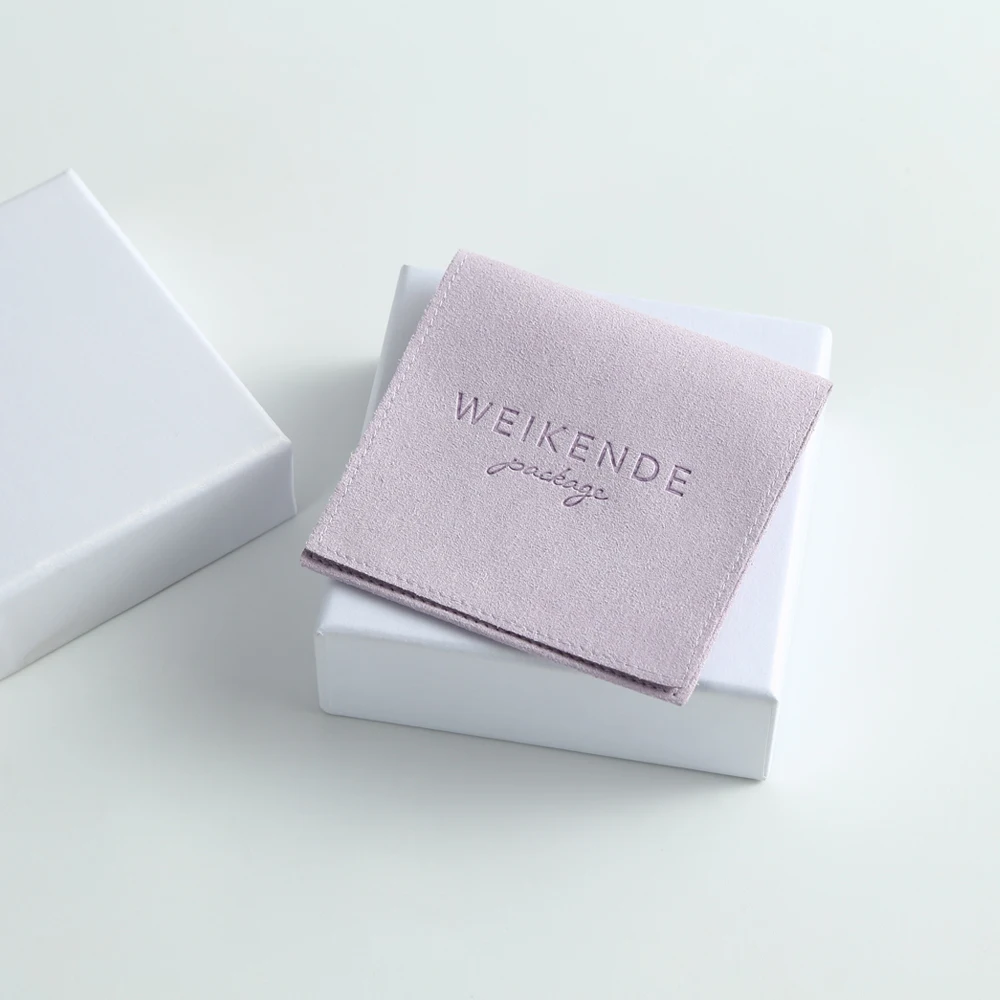 Custom Stamped logo Printed Luxury Envelope Flap Micro Fiber Suede Microfiber Envelope Jewelry Pouches and Packaging Gift Bags