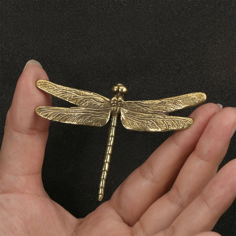 Brass Dragonfly Copper Ornaments Animal Ornament Statue Antique Study Tea Table Decoration Home Car Cabinet Showcase Decoration