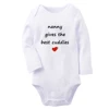 Nanny Gives The Best Cuddles Fun Baby Bodysuit Cute Boys Girls Rompers Infant Long Sleeves Jumpsuit Newborn Soft Clothes 2