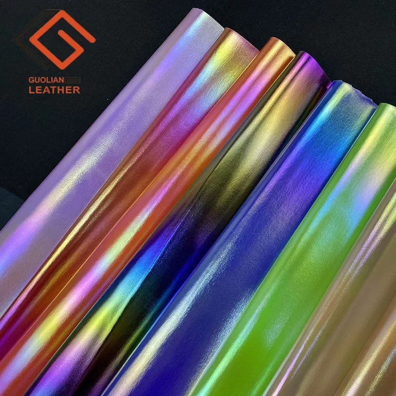 Rainbow Gradient Fine Pattern Leather Fabric Handbag Makeup Bag Evening Bag Napa Texture Artificial Leather Clothing Fabric