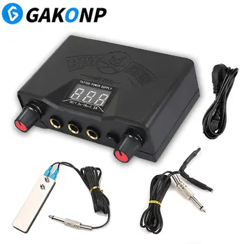 Professional Digital LCD Tattoo Power Supply Kits with Foot Pedal Clip Cords Tattoo Accessories for Rotary Coil Tattoo Gun