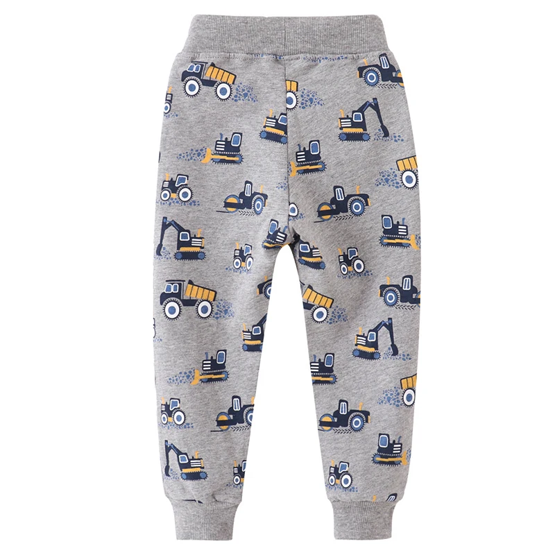 Autumn Cartoon Excavators Vehicles Trousers Children'Clothing Cotton Baby Boys Kids Clothes Sweatpants Pants