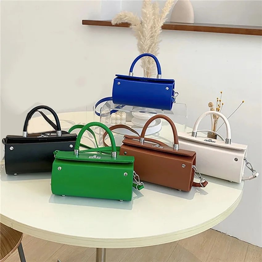 

Cylindrical Handbags for Women 2024 New Casual Solid Color Shoulder Bags Simple Messenger Bags Solid Color Vintage Square Bags