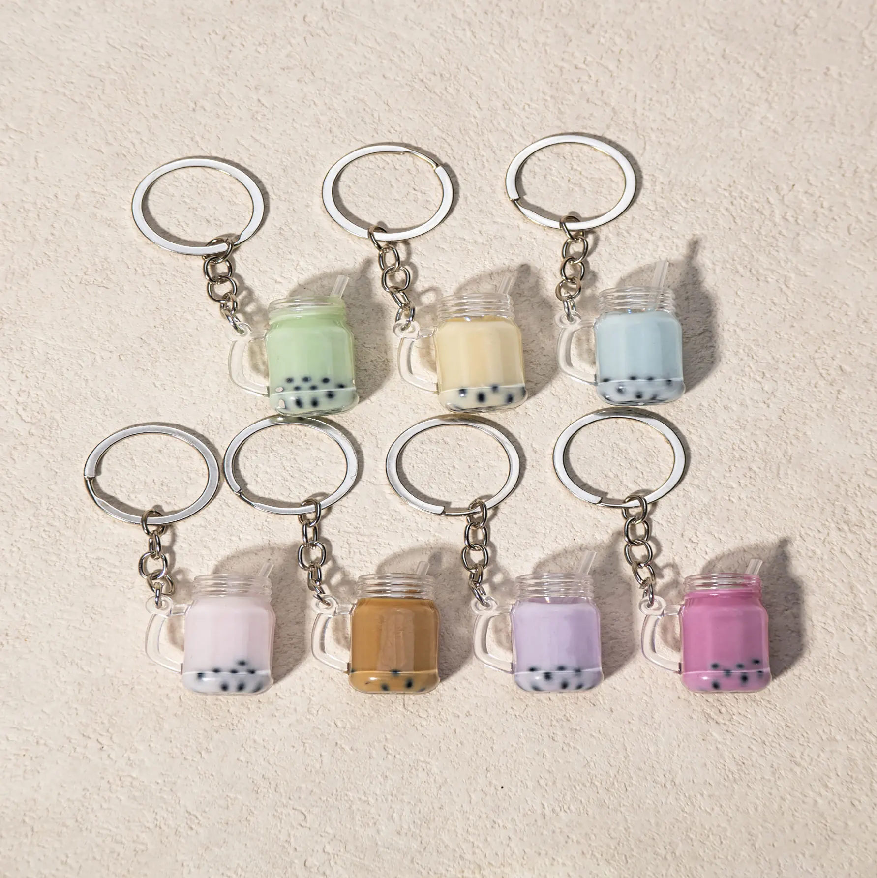 Adorable Mini Boba Milk Tea Keychain - Kawaii Bubble Tea Key Ring Gift