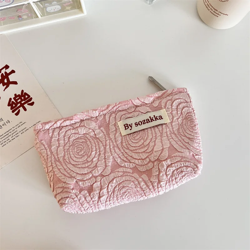 Französisch Geprägte Blumen Reise Kosmetische Lagerung Tasche Brieftasche Nette Frauen Make-Up Kits Handtaschen Telefon Bleistift Fall Organizer Tasche – Detail 31