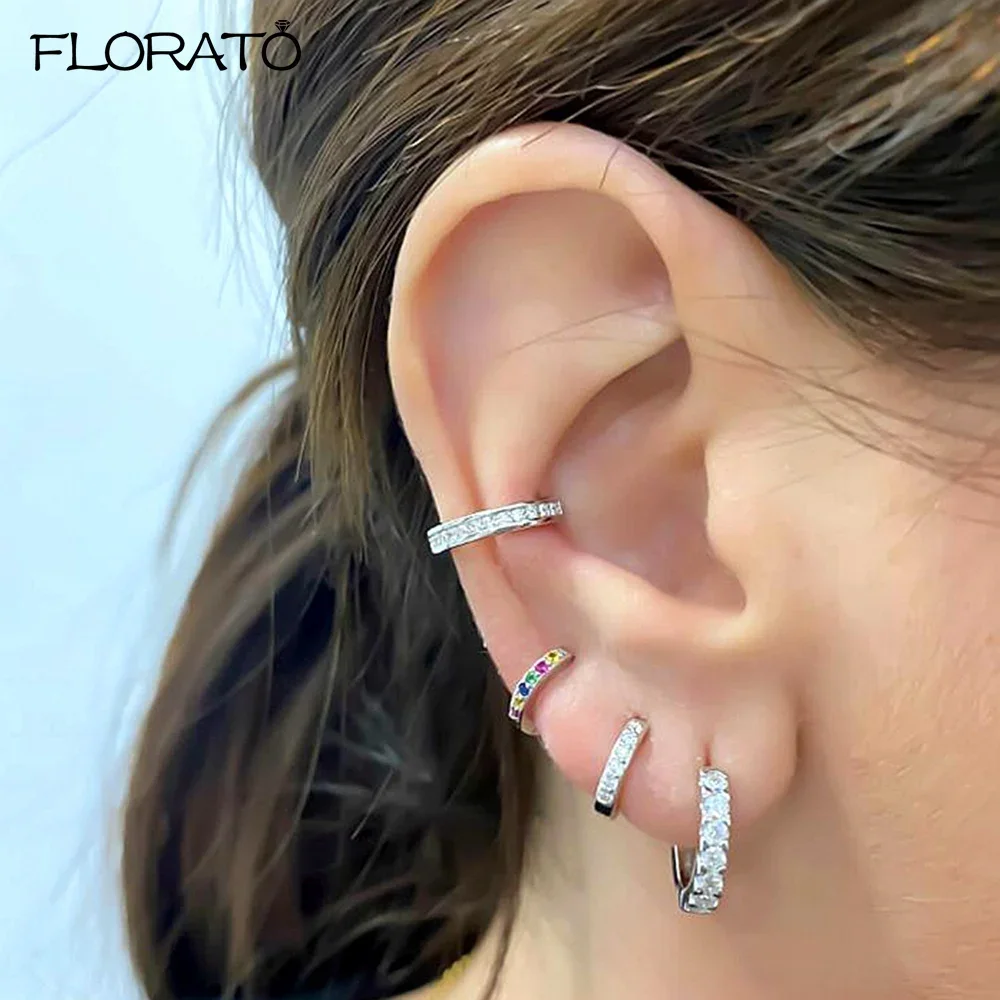 Petites boucles d'oreilles créoles en argent 925 pour femmes, boucles d'oreilles Huggie minimales, boucles d'oreilles piercing colorées, bijoux en cristal, 9mm