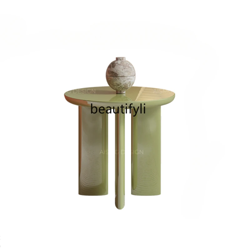 

Light Luxury Sofa Small Table Living Room Home Side Cabinet Modern Minimalist Piano Paint Color round Corner Table Coffee Table