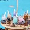 3Pcs 1:12 Dollhouse Miniature Creative Milk Tea Cup Cream Drinks Bottles Model Dolls Kitchen Food 2