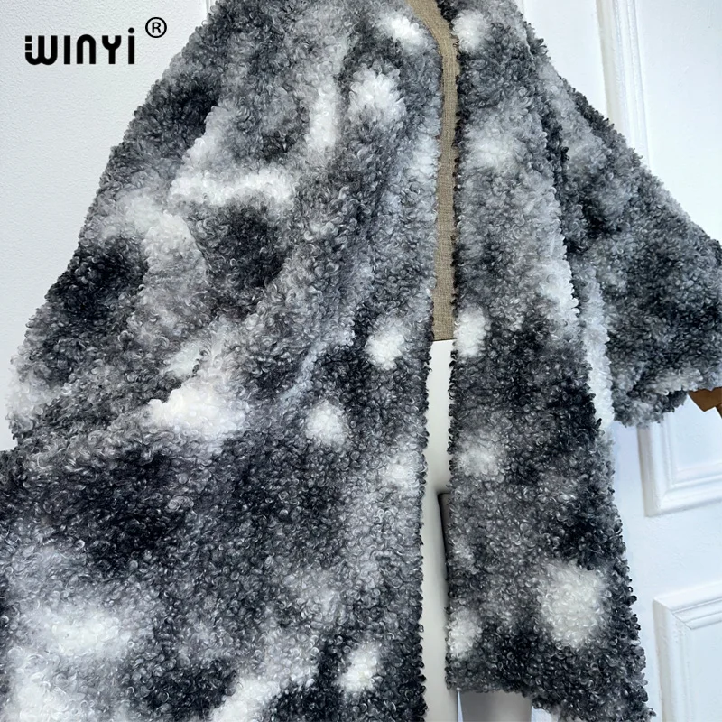 WINYI Tie-dyed loose cardigan winter coat Africa kimono Middle East fashion abaya dubai luxur winter outfits for women overcoat