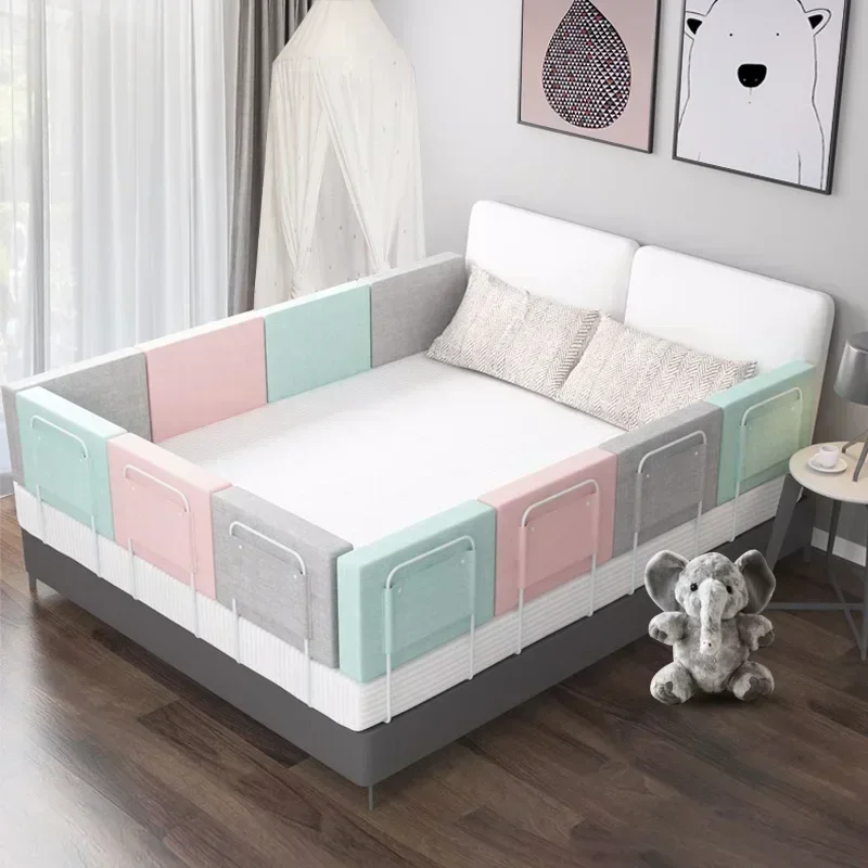 Baby Bed Rail Guard Height Adjustable Anti-collision Guardrail Children Bed Fence General Soft Gate Crib Rail Baby Playpens