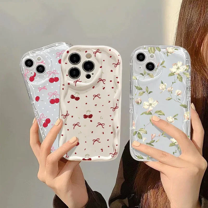 Y2K Bow Cherry Phone Case - Retro Aesthetic Design